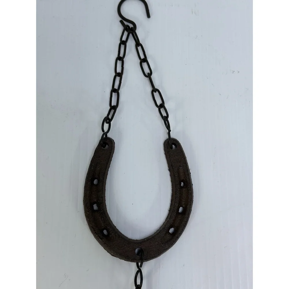 Cast Iron Horse Shoes Chain Bell Heart Western‎ Wind Chime
